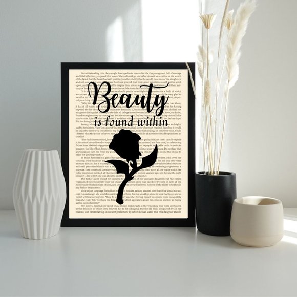 Beauty and the Beast Book Page Art Print, Book Decor, Beauty is Found Within - Picture 2 of 4